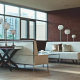 apartment, living room, brick wall