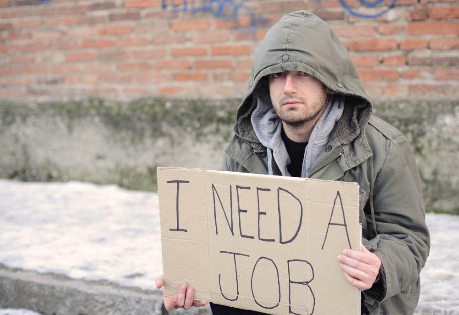 Somer Unemployed Man With Sign