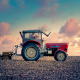 tractor, sunset, landscape