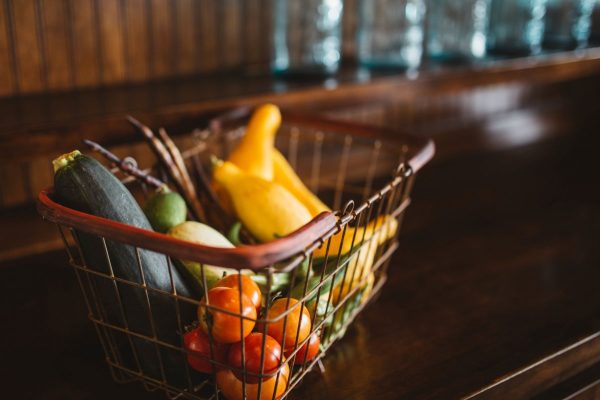 basket, vegetables, food