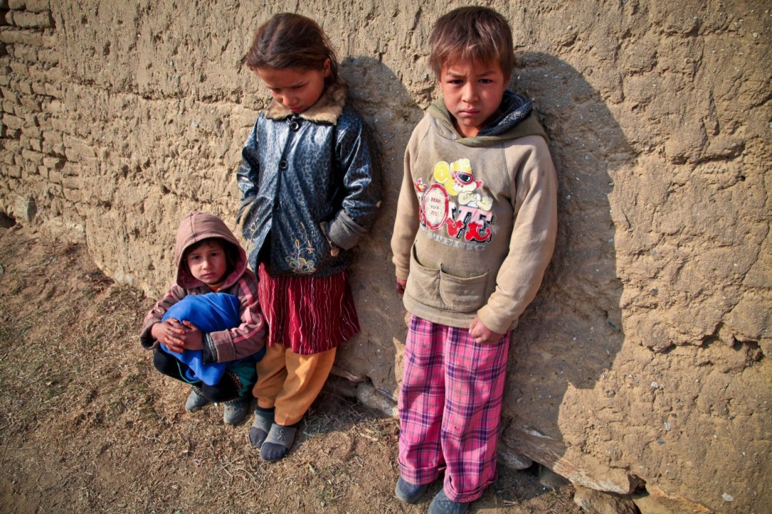 children, poor, mud village