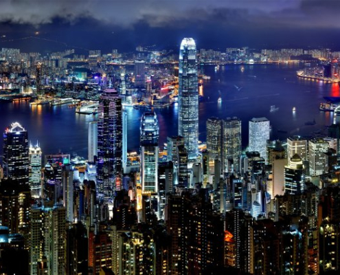 hong kong, skyline, night