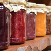 jam, jars, fruit
