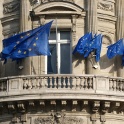 building, european union flags, balcony