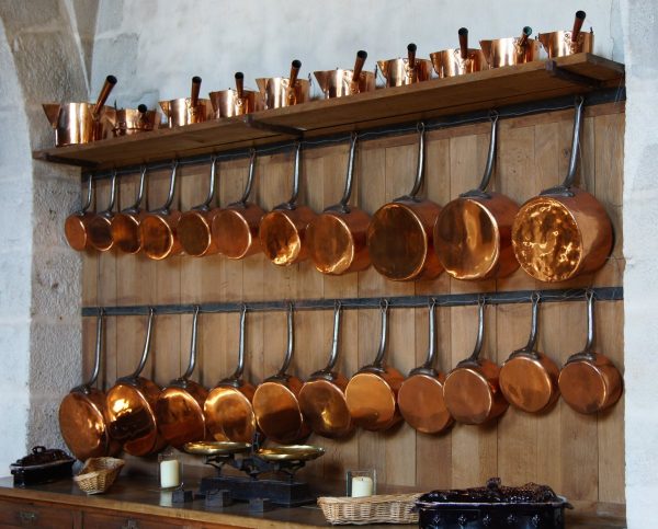 kitchen, copper, pots