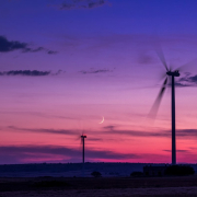 wind farm, wind, sunset