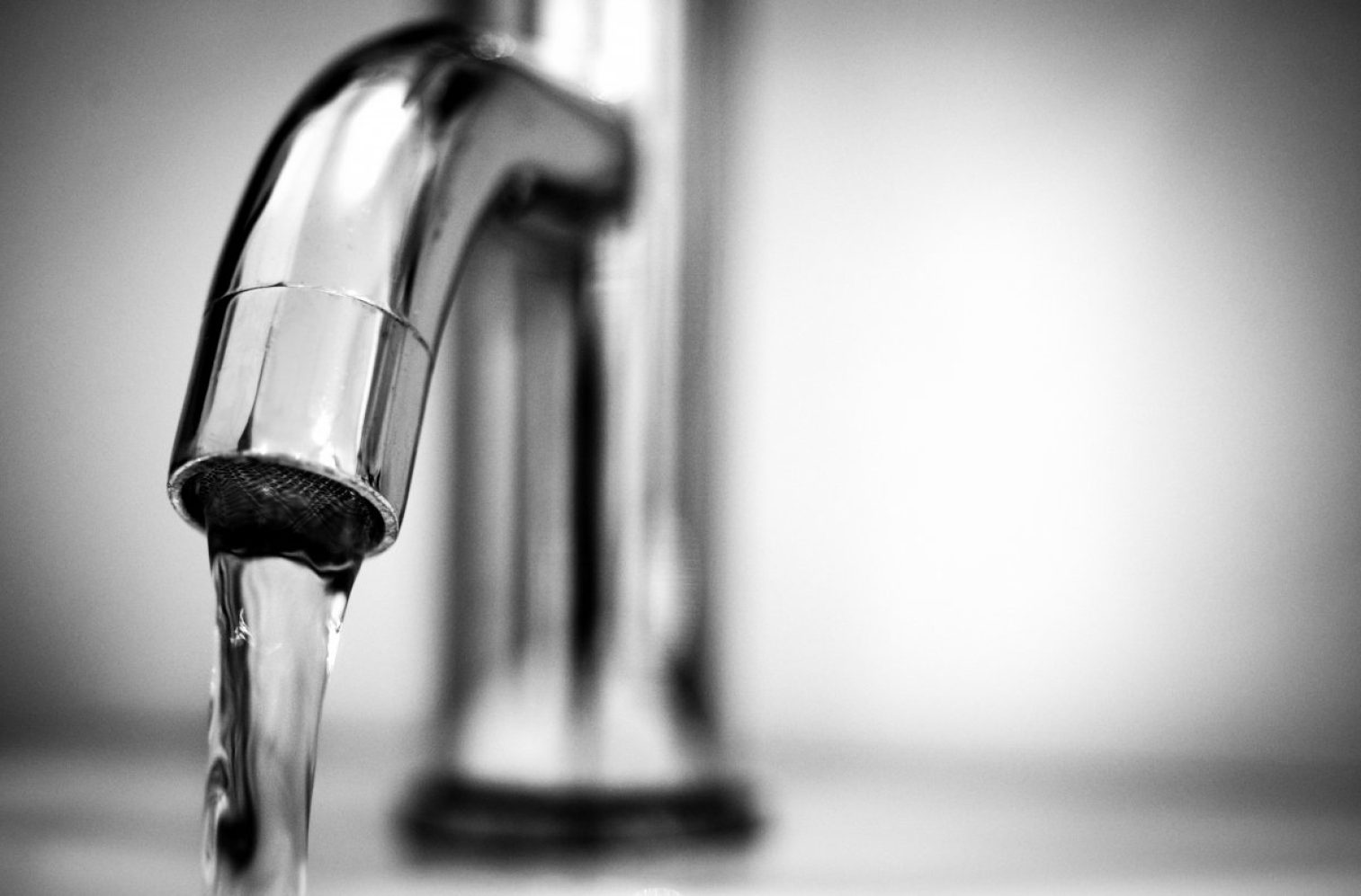 water, tap, black and white