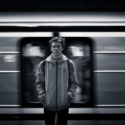black and white, man, person