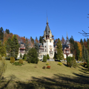 castle, romania, blue