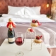 wine, fruit, bed