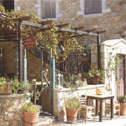 greek, restaurant, flowers