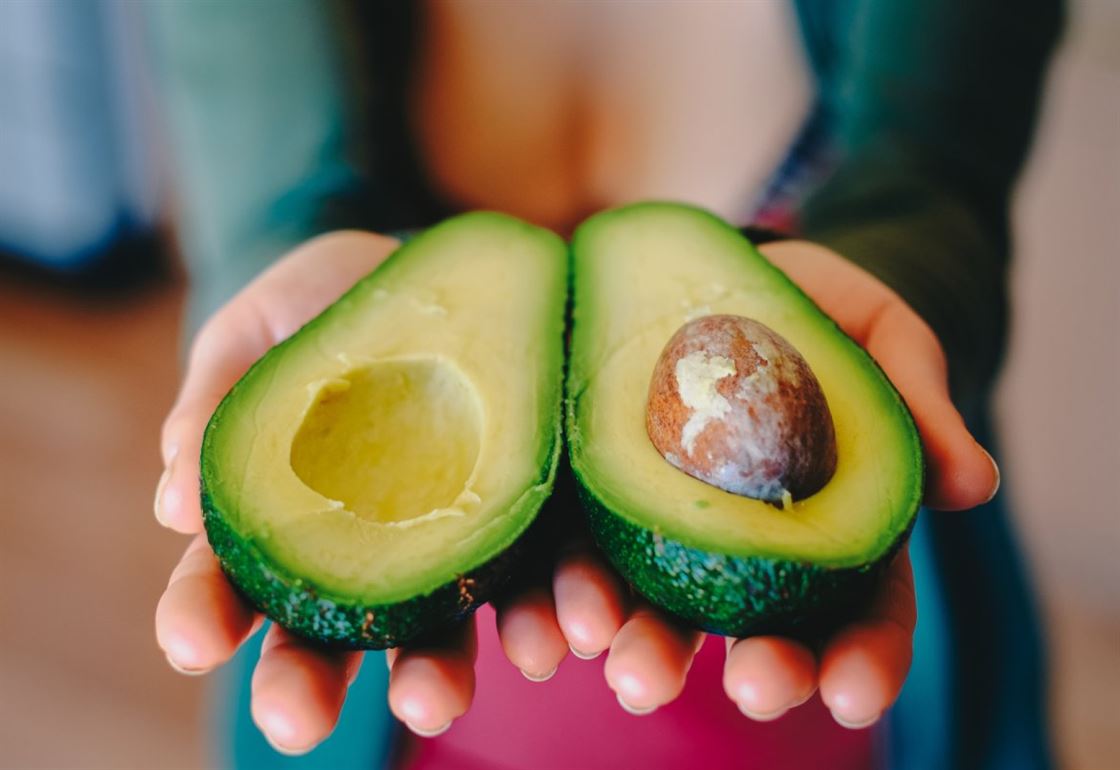 avocado, halves, cross section