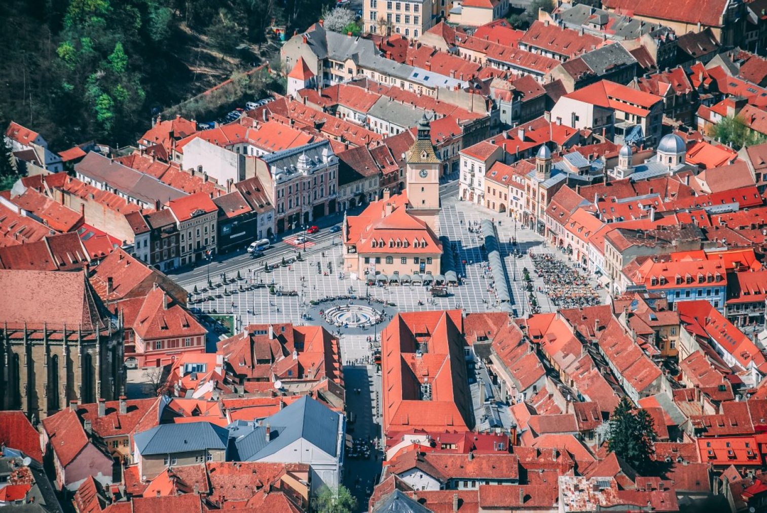 buildings, city, aerial view
