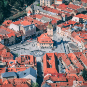 buildings, city, aerial view
