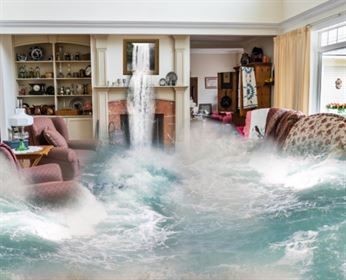 flooding, surreal, living room