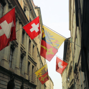 Flags, Old town Geneva / Switzerland