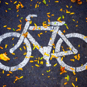 White bicycle road sign