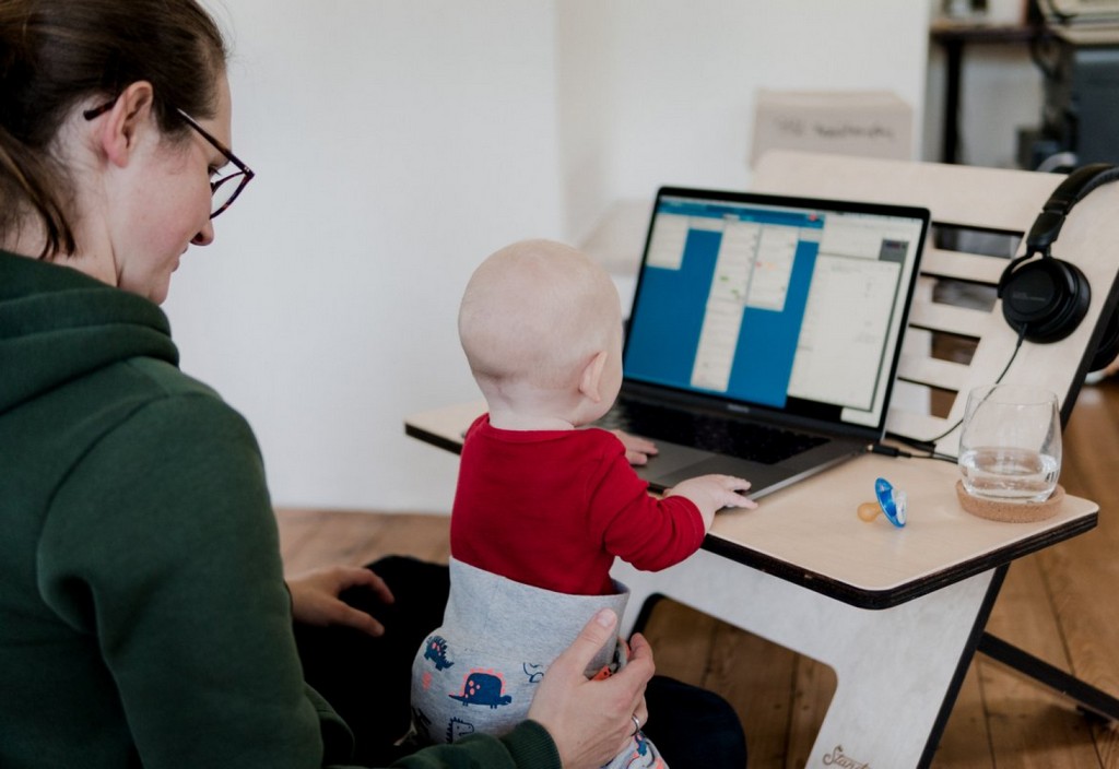woman, computer, desk