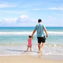 father, daughter, beach