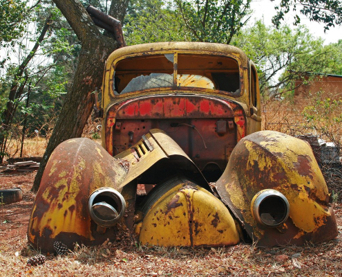 car wreck, old, rusty