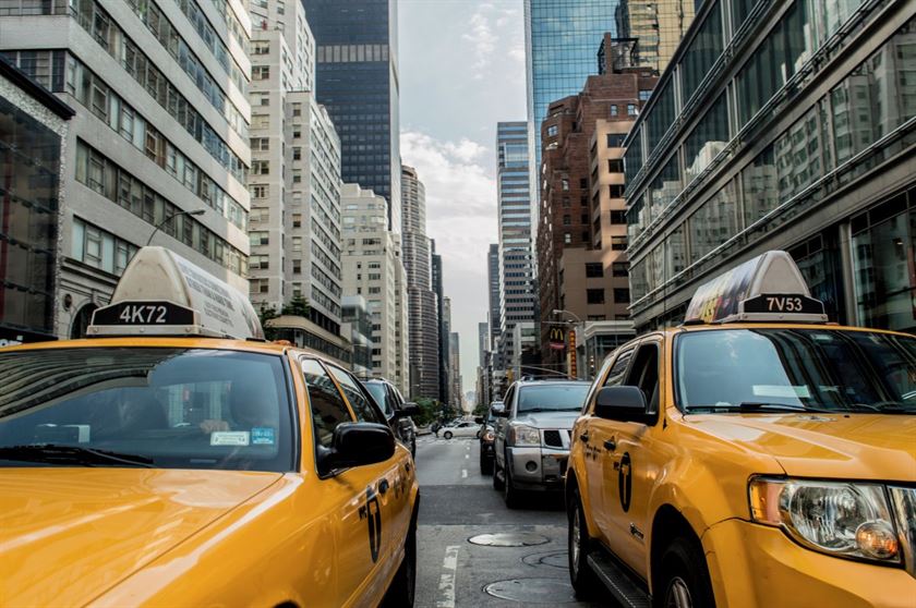 taxi, road, traffic