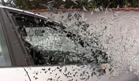 car accident, broken glass, splatter
