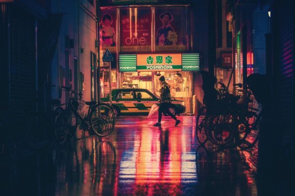 japan, street, night