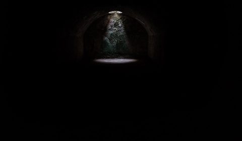 Spotlight in a cave