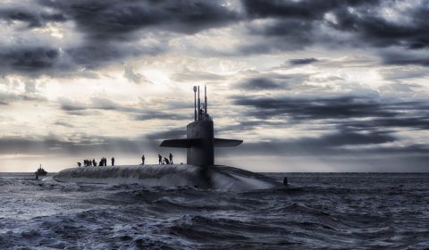 submarine, sea, silhouette