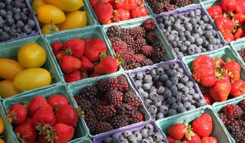 farmers, market, berries