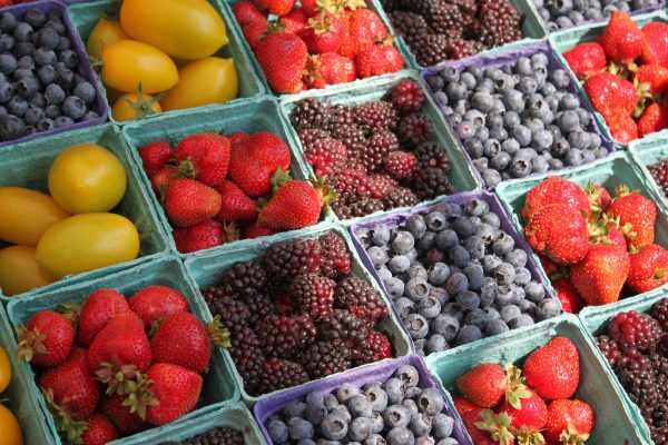 farmers, market, berries
