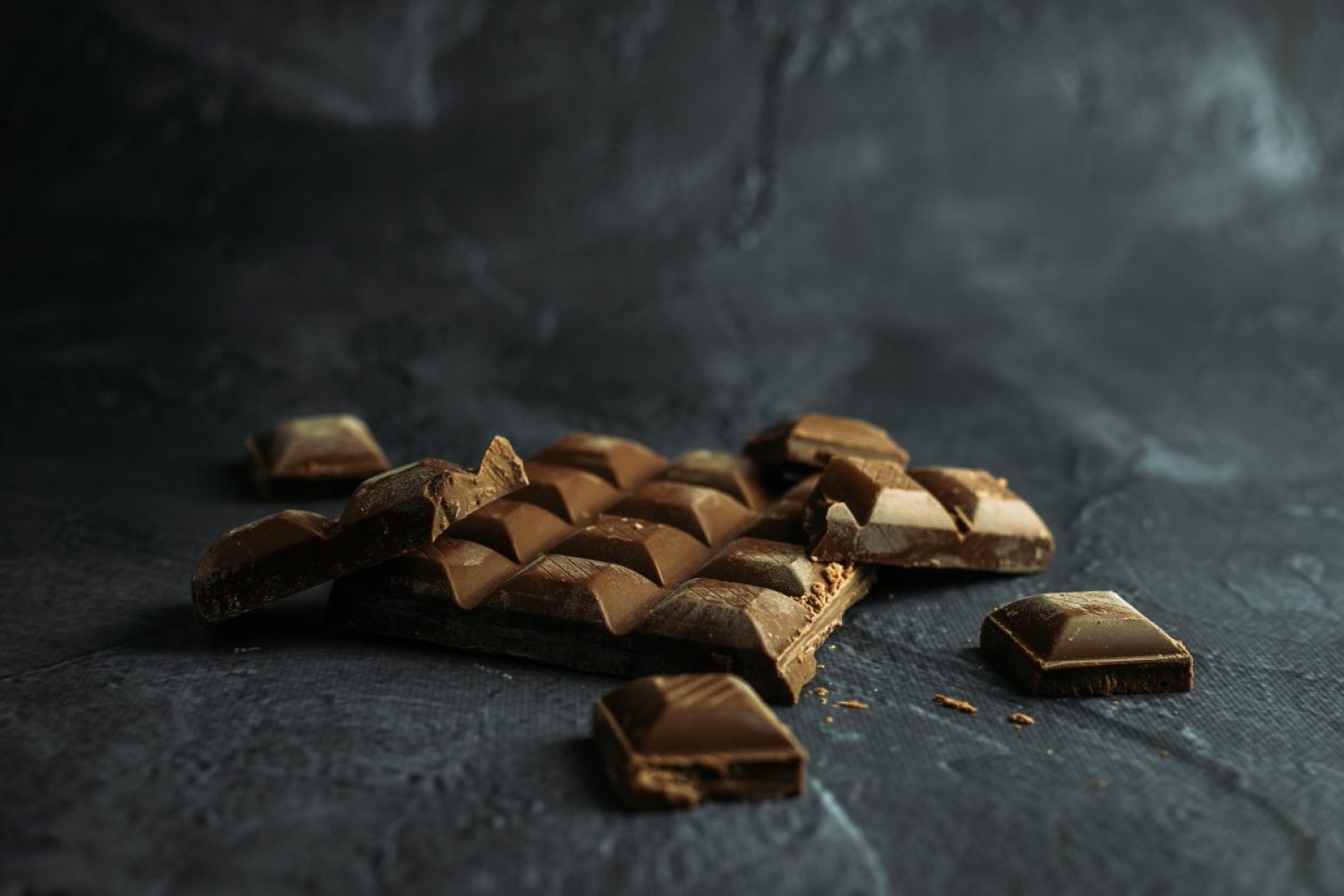 Chocolate on black and gray background