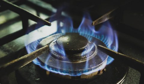 The old gas stove on fire