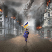 ukraine, flag, little boy
