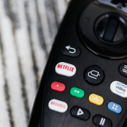 A close up shot of a television controller