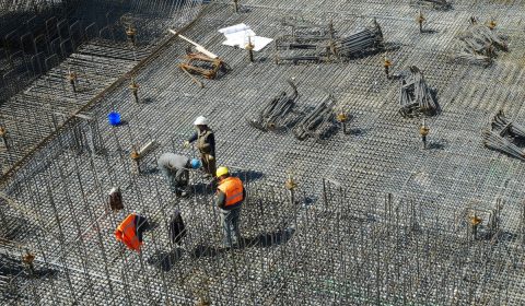 construction site, construction workers, building