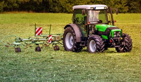 tractor, mower, pasture