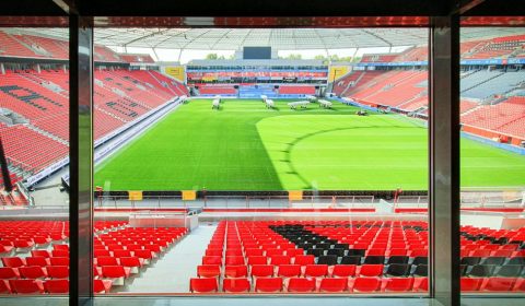 View from commentators cabin.Bayarena, Germany 2020