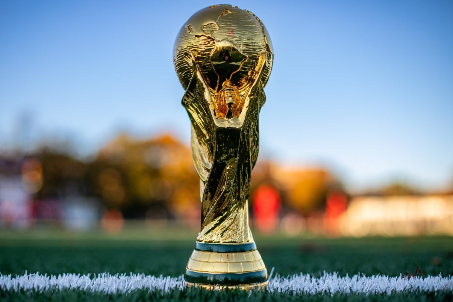 close up of the fifa world cup trophy