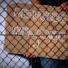 fence, sign, refugees