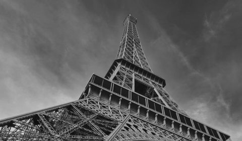 Grayscale photo of eiffel tower