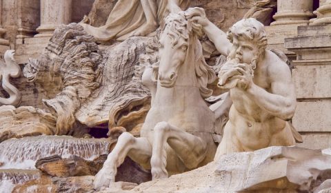 Sculptures of a trevi fountain