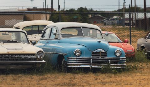 abandoned cars, scrapyard, cars
