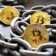 Close up of bitcoins