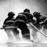 firefighters, water, hose