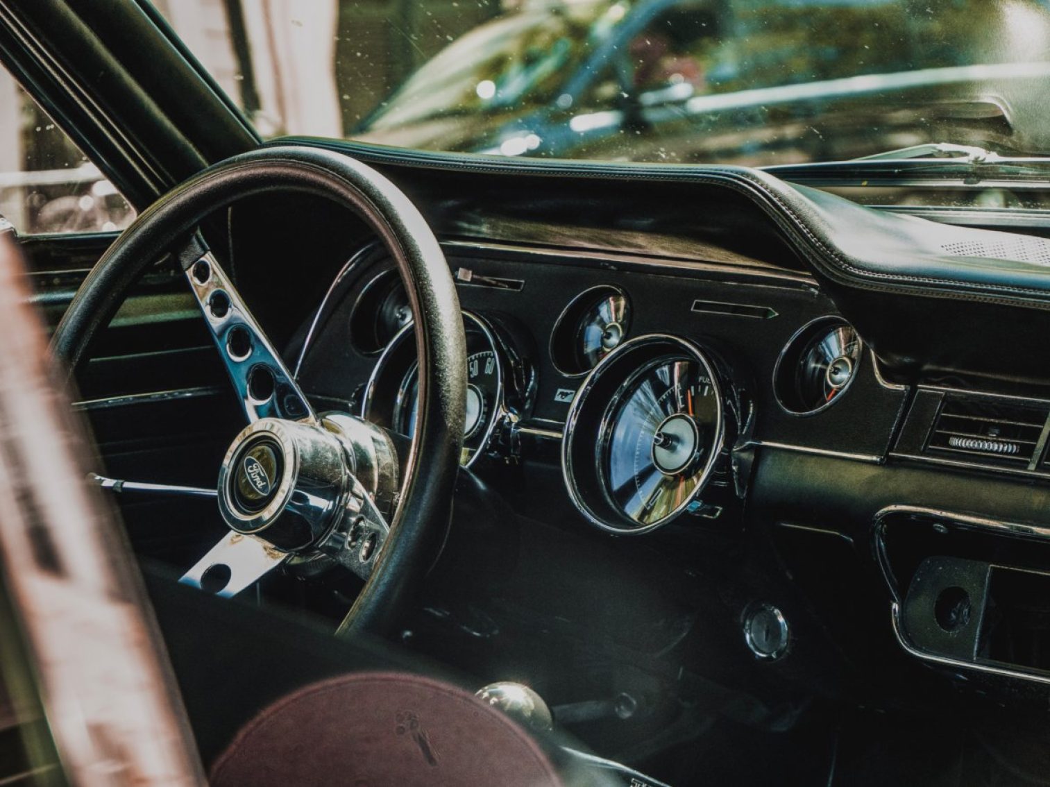 Ford vintage car with black interior