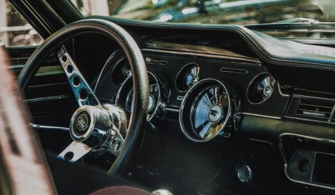 Ford vintage car with black interior