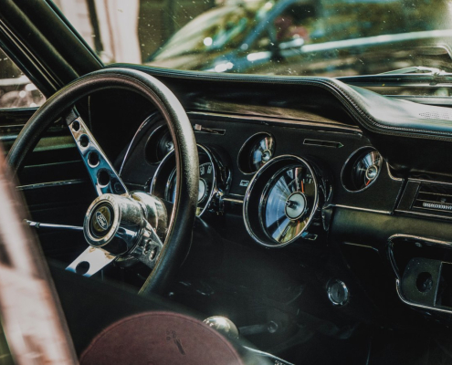 Ford vintage car with black interior