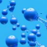 Hydrogen molecules against blue background