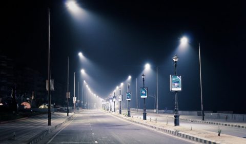 streetlight, night, city